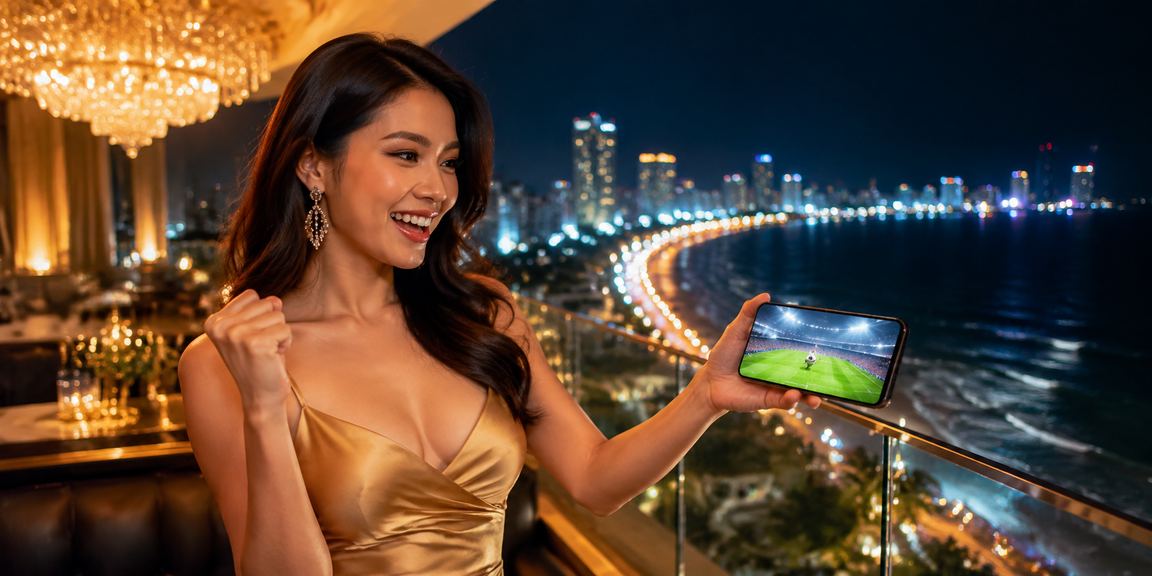 Người chơi trải nghiệm jackpot casino trên điện thoại tại bãi biển Đà Nẵng